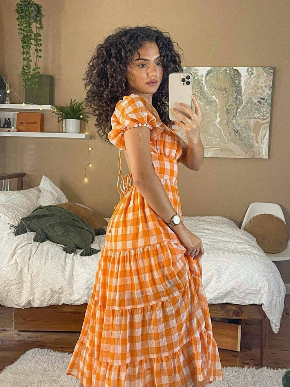 Peppermayo Orange Gingham Dress - Size 2 - Picture 7 of 14